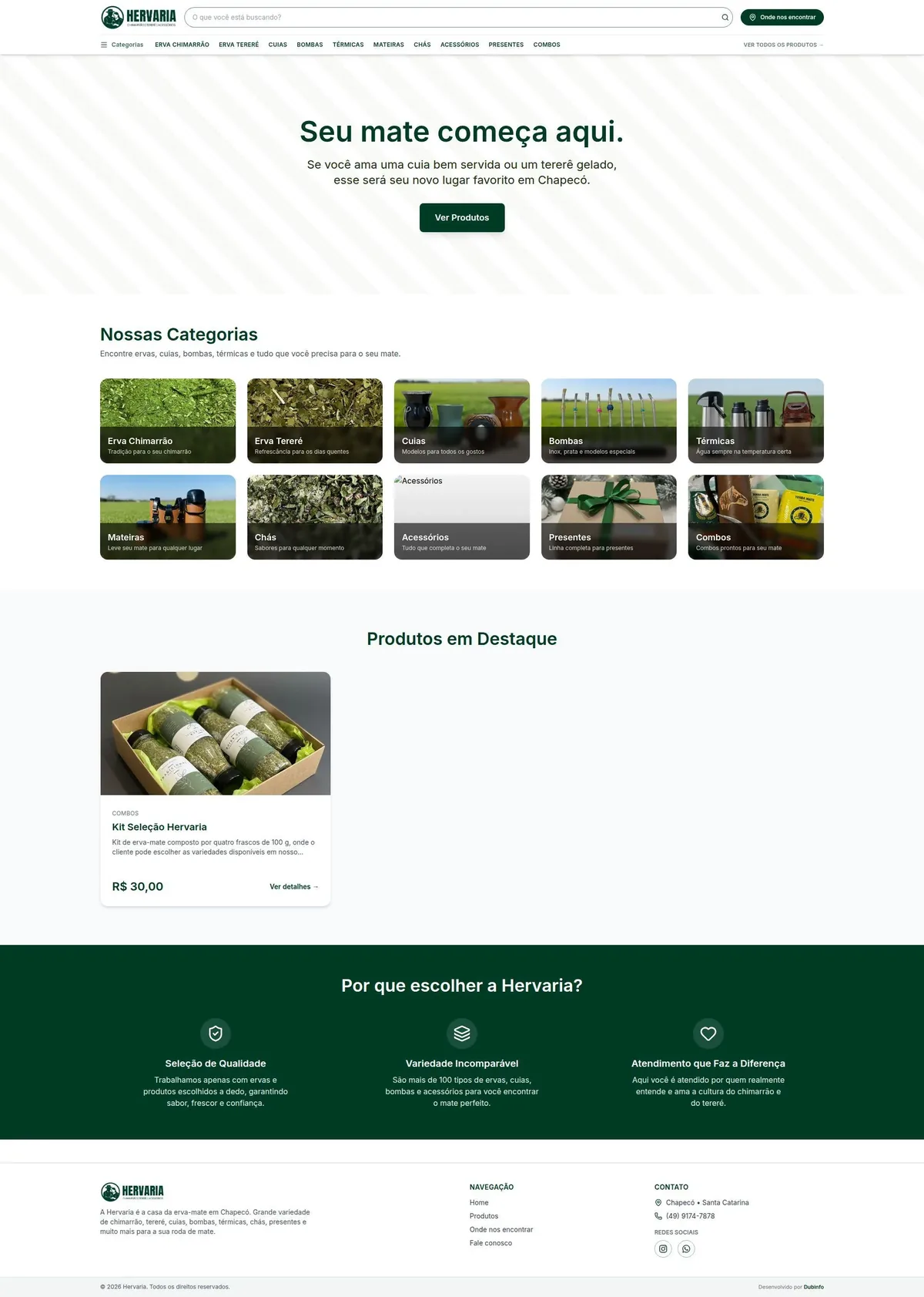 Site institucional Hervaria Chapecó
