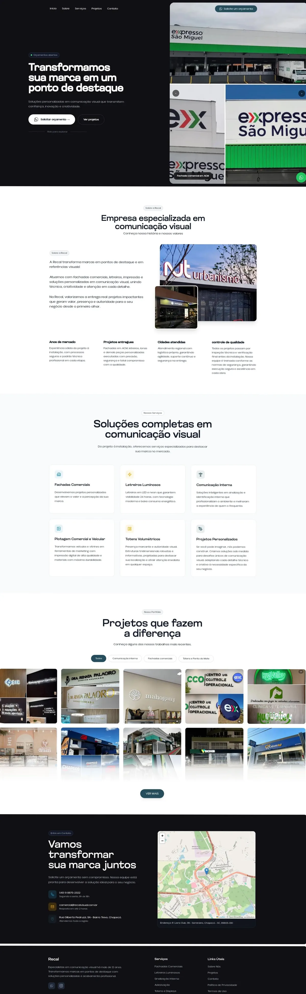 Landing page institucional Recal Visual