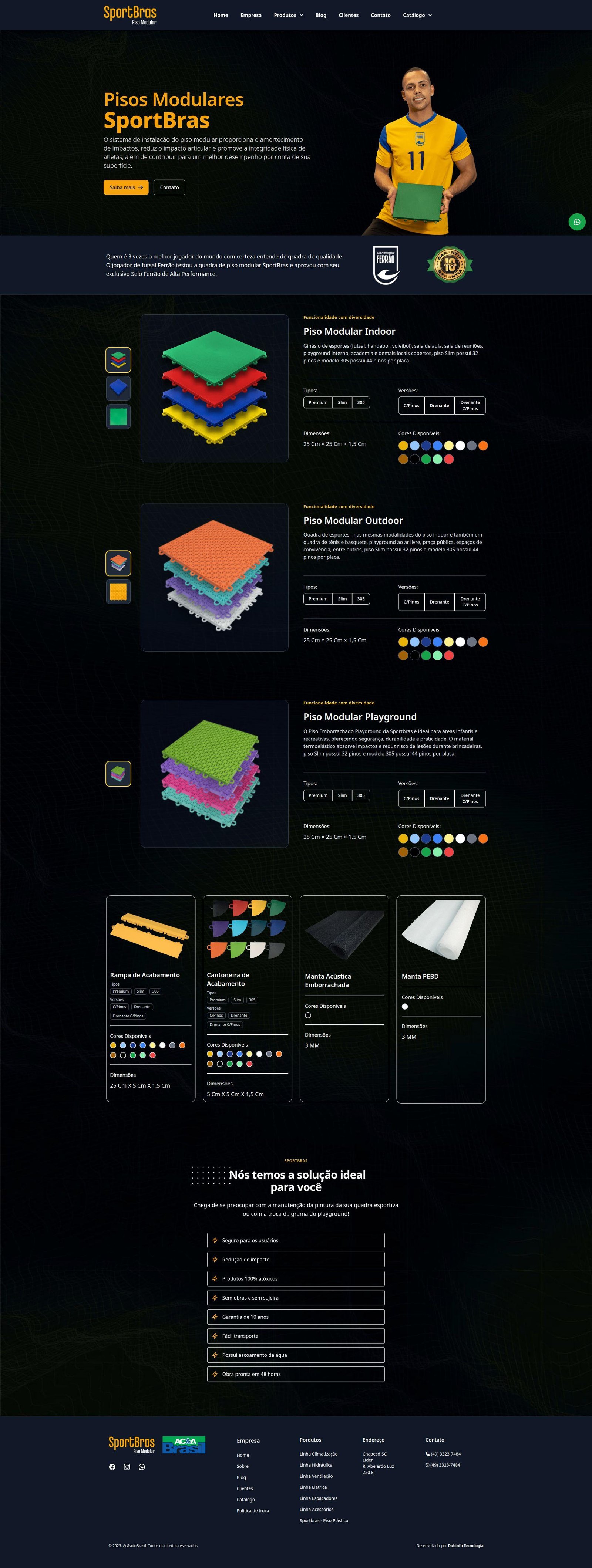 Site institucional Sportbras Pisos Modulares