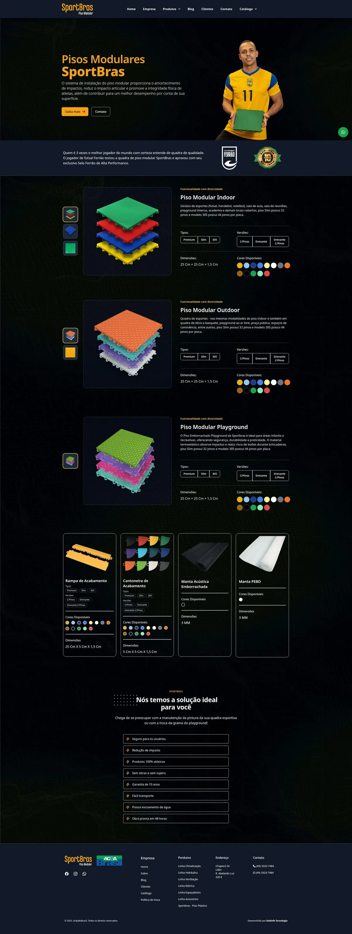 Site institucional Sportbras Pisos Modulares